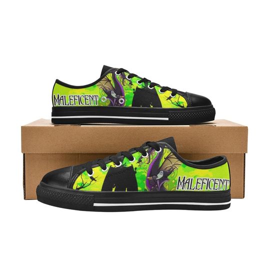 Maleficent Low Top Shoes Sneakers, Maleficent Witch Sneakers