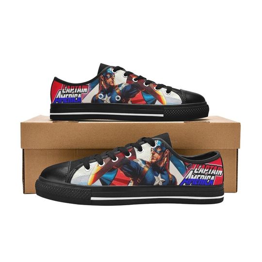 Captain America Low Top Sneakers, Captain America Low Top Shoes