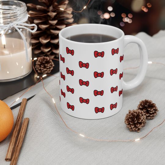 Hello Kitty Iconic Red Bows Pattern Coffee Mug