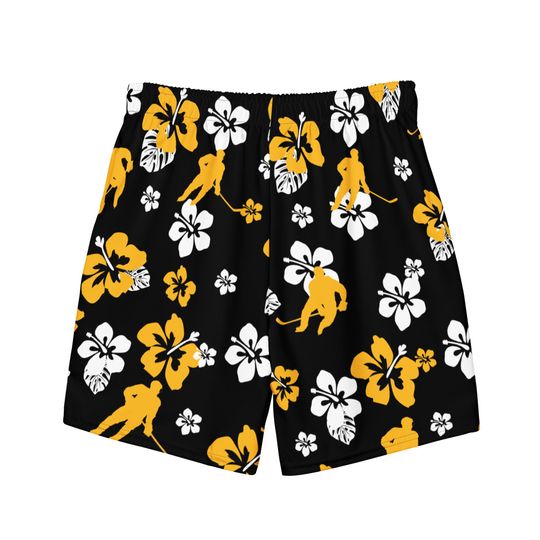 Men's Hockey Swim Trunks with Boston Bruins Hawaiian Design