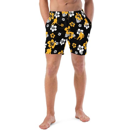 Men's Hockey Swim Trunks with Boston Bruins Hawaiian Design