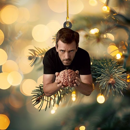 House MD Christmas Ornament, Gregory House with Doctors Cast, Retro TV Show Fan Gift, Custom Holiday Tree Decoration, Medical Drama Ornament