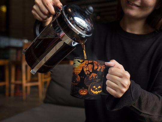 Spooky Fun Halloween Coffee Mug, 15oz Ceramic Fall Accent Mug, Halloween Home Decor