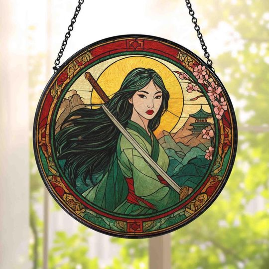 Disney Mulan Stained Glass Suncatcher, Disney Mulan Window Hanging, Disney Mulan Suncatcher, Disney Mulan Decor
