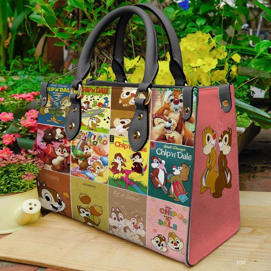 Disney Chip N Dale Leather Handbag, Disney Chip N Dale Bag, Chip N Dale Women Leather Bag Gift