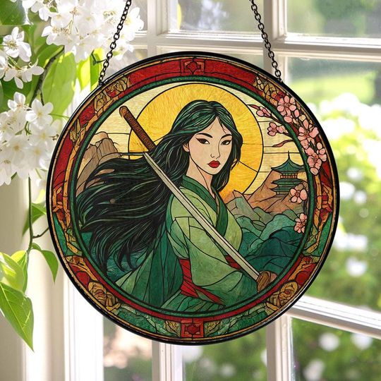 Disney Mulan Stained Glass Suncatcher, Disney Mulan Window Hanging, Disney Mulan Suncatcher, Disney Mulan Decor