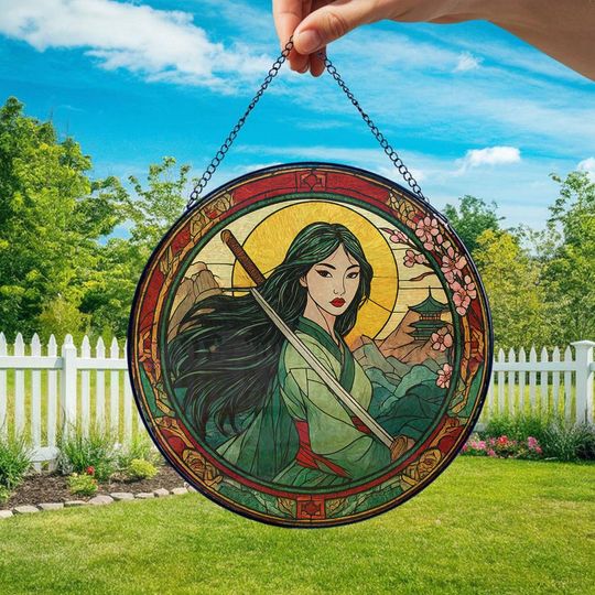 Disney Mulan Stained Glass Suncatcher, Disney Mulan Window Hanging, Disney Mulan Suncatcher, Disney Mulan Decor