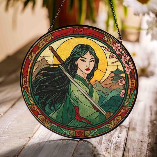 Disney Mulan Stained Glass Suncatcher, Disney Mulan Window Hanging, Disney Mulan Suncatcher, Disney Mulan Decor