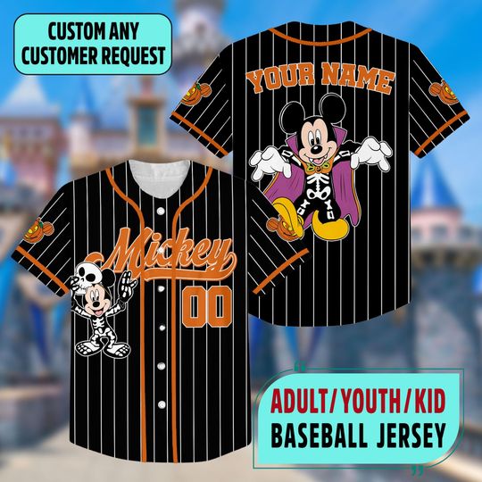 Custom Mickey Mouse Halloween Collection Baseball Jersey