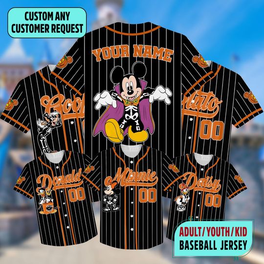 Custom Mickey Mouse Halloween Collection Baseball Jersey