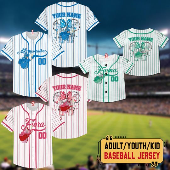 Personalized Sleeping Beauty Good Fairies Baseball Jersey