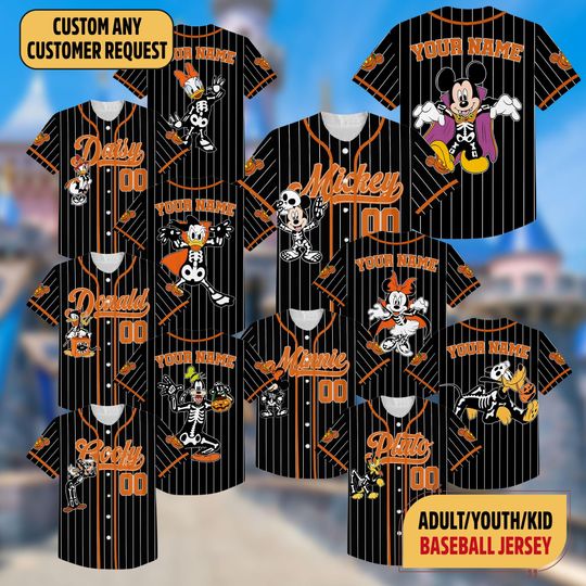 Custom Mickey Mouse Halloween Collection Baseball Jersey