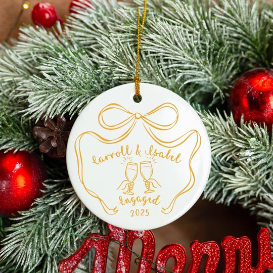 Personalized Ceramic Engagement Ornament: Mr & Mrs Keepsake, Christmas Bauble