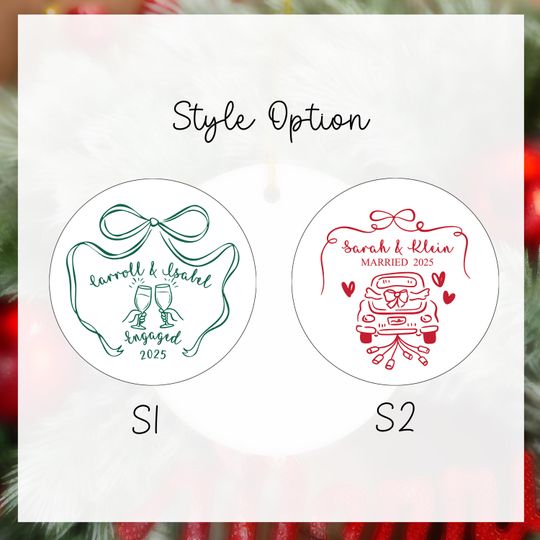 Personalized Ceramic Engagement Ornament: Mr & Mrs Keepsake, Christmas Bauble