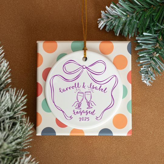 Personalized Ceramic Engagement Ornament: Mr & Mrs Keepsake, Christmas Bauble