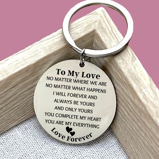 To My Love Stainless Steel Keychain - Personalized Romantic Keyring - Custom Valentine's Day Gift
