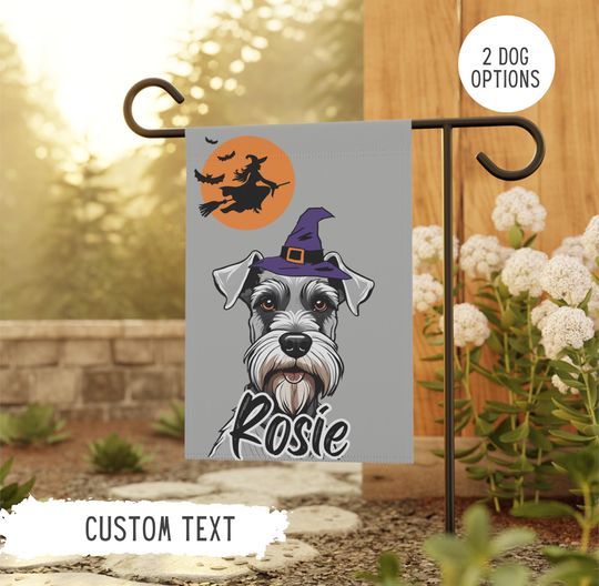 Personalized Name Schnauzer Halloween Garden Flag,Custom Flags