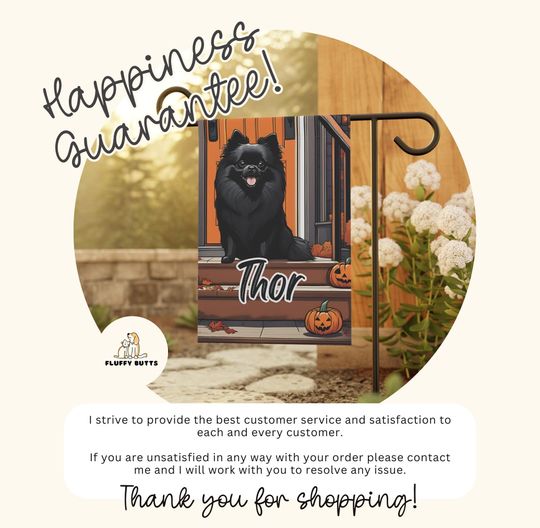 Personalized Name Pomeranian Halloween Garden Flag,Custom Dog Flags