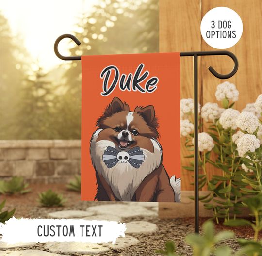 Personalized Name Pomeranian Halloween Garden Flag,Custom Dog Flags
