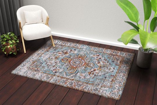 Faded Ethnic Pattern Rug: Boho Chic Oriental Decor