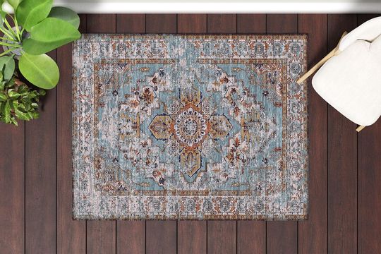 Faded Ethnic Pattern Rug: Boho Chic Oriental Decor