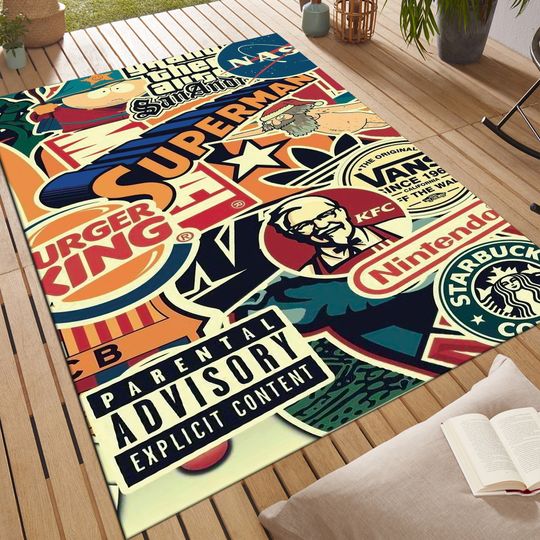 Popular Brands Area Rug: Modern Logo Collage Carpet