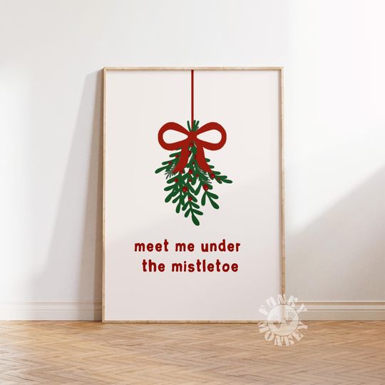 Mistletoe Print, Christmas Wall Art, Holiday Decor, Winter Poster