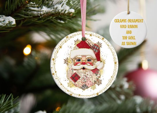 Patchwork Santa Ornament for Christmas Tree Decor