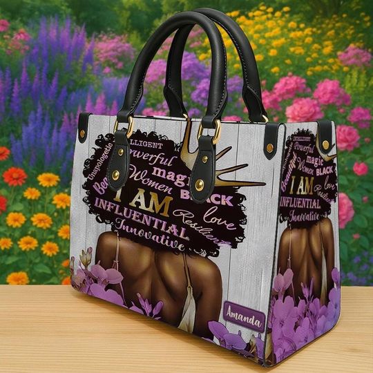 Personalized Black Women I Am Influential Tote Bag, Custom Name African American Queen Handbag, Empowerment Self Love Gift