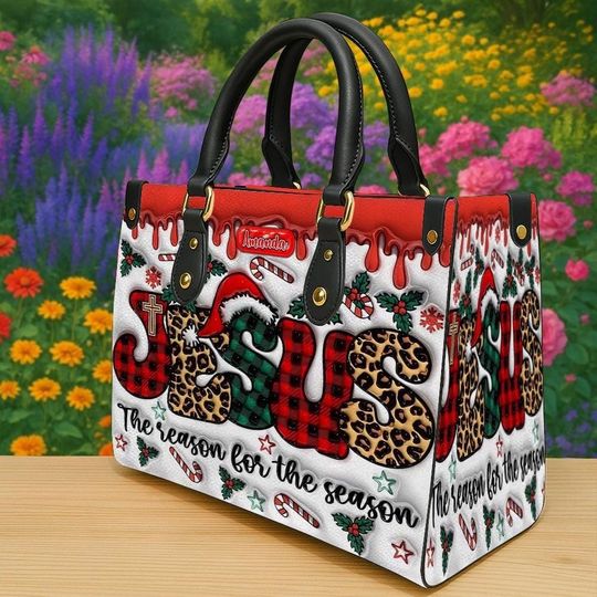Personalized Jesus Handbag, The Reason For The Season Christian Purse, Custom Name Holiday Bag, Faith Based Christmas Gift For Her