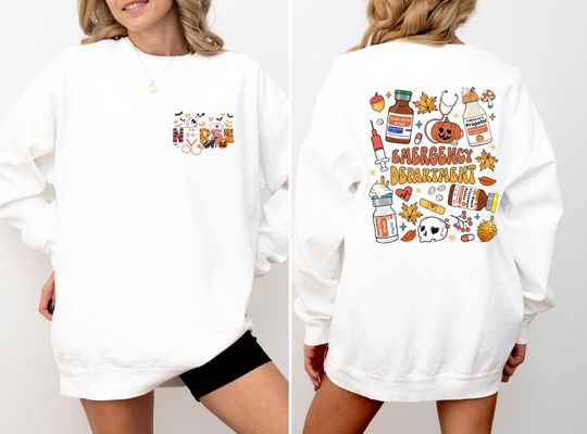 Emergency Department Halloween Double Sided Sweatshirt, Halloween Nurse Sweatshirt, Emergency Nurse Sweatshirt