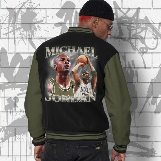 AJ 1 Medium Olive Unisex Varsity Jacket, MJ 23 Sneaker, Varsity Jacket To Match Sneaker