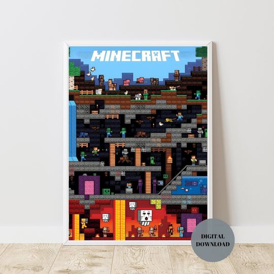 Minecraft Prints, Creeper, Steve, Zombie,Nursery Decor, Video Game Digital Print, Kids Room Decor Wall Art Playroom, Minecraft Wall Art