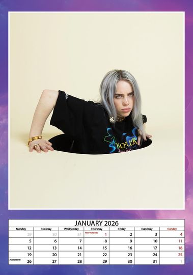 2026 Billie Eilish Calendar