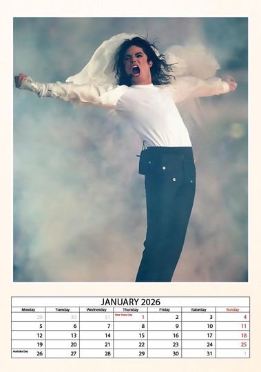 2026 Michael Jackson Calendar Format, Office & Home Calendar