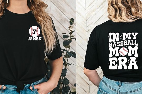 Custom Baseball Mom Double Sided T-Shirt