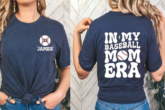Custom Baseball Mom Double Sided T-Shirt