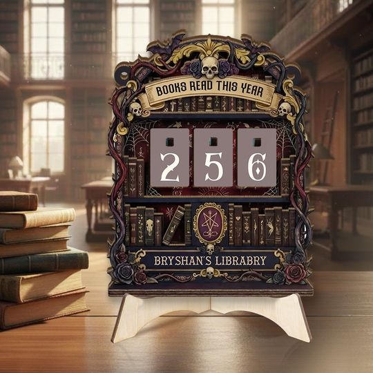 Personalized Book Tracker - Books Read This Year Counter, Vintage Book Read Tracker, Gift for Readers, Book Lovers Gift, Bookshelf Decor