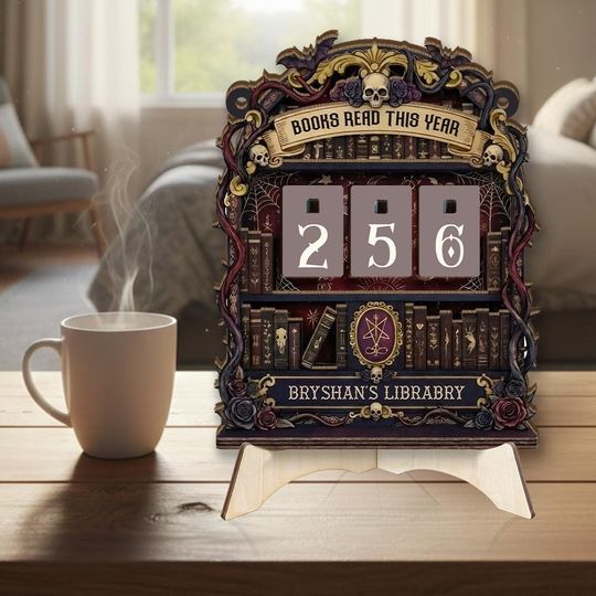 Personalized Book Tracker - Books Read This Year Counter, Vintage Book Read Tracker, Gift for Readers, Book Lovers Gift, Bookshelf Decor