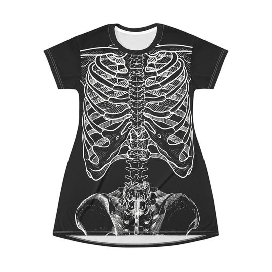 Halloween Skeleton T-Shirt Dress