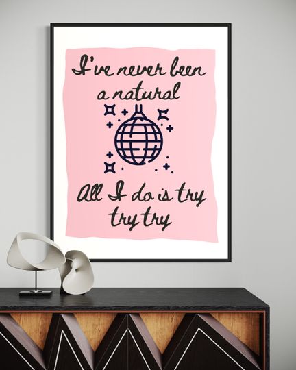 Mirrorball Lyrics Poster: Girly Pink Folklore Art