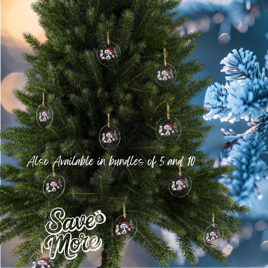 Bernedoodle Wearing a Santa Hat - Acrylic Ornament - Personalized Christmas Doodle Decor