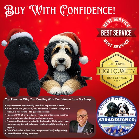 Personalized Sheepadoodle Ceramic Ornament - Two Sided Clay Scene