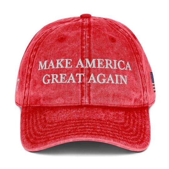 Trump 2024 Embroidered Adjustable Vintage Cotton Twill Cap Hat