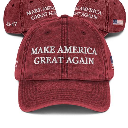 Trump 2024 Embroidered Adjustable Vintage Cotton Twill Cap Hat