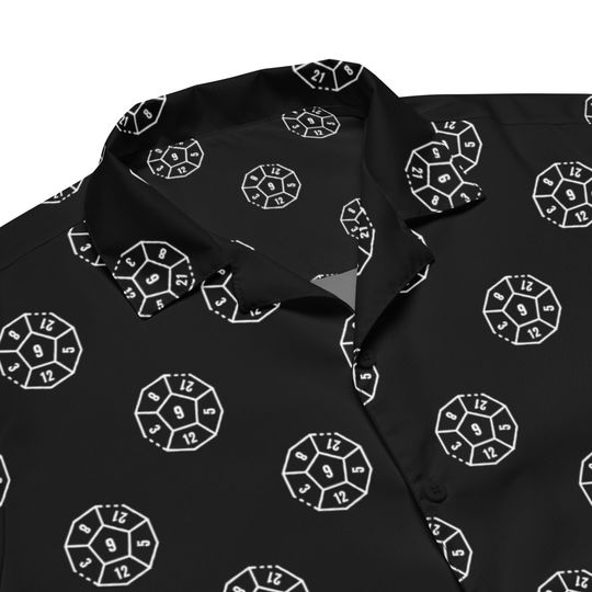D2 Dice Pattern Lightweight Button Down Shirt, D20 Dice Shirt, DND Player Gift