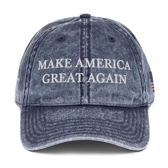 Trump 2024 Embroidered Adjustable Vintage Cotton Twill Cap Hat