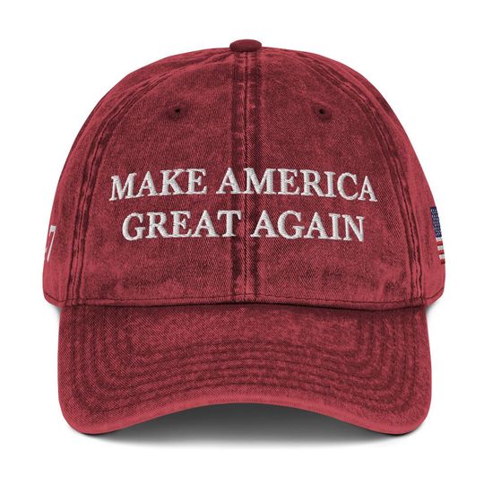 Trump 2024 Embroidered Adjustable Vintage Cotton Twill Cap Hat