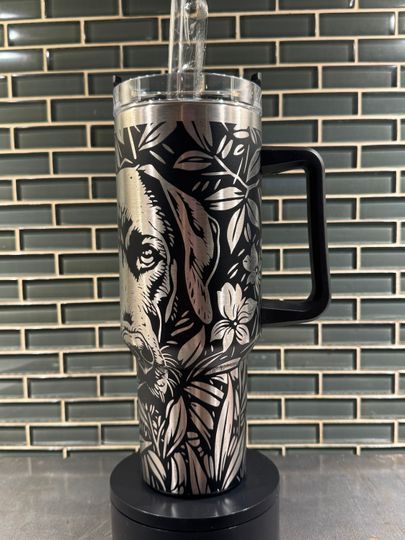 Labrador Retriever / Lab / Dog themed Laser Engraved black 40oz Tumbler