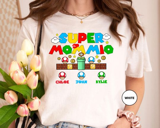 Personalized Super Mommio T-Shirt for Moms and Kids, Mother's Day Gift, Gamer Mom Top